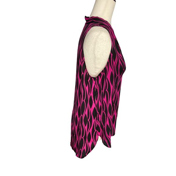 Vince Camuto black fuchsia sleeveless high low blouse shirt women's size small - Picture 3 of 6